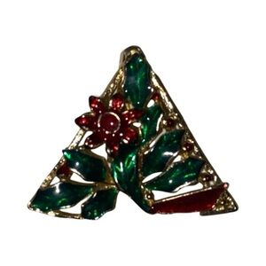 Vintage Gold Tone Poinsettia Floral Brooch